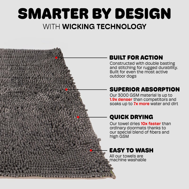 Dog Gone Smart Dirty Dog Doormat - Fast Drying Rug with Super Gripper Backing for Clean Floors - Super Absorbent and Machine Washable Mat for Muddy Paws - Cool Grey - Image 4